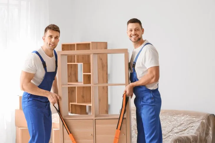 Regaltransport mit Tragegurt durch Möbelpacker Regaltransport mit Tragegurt durch Möbelpacker